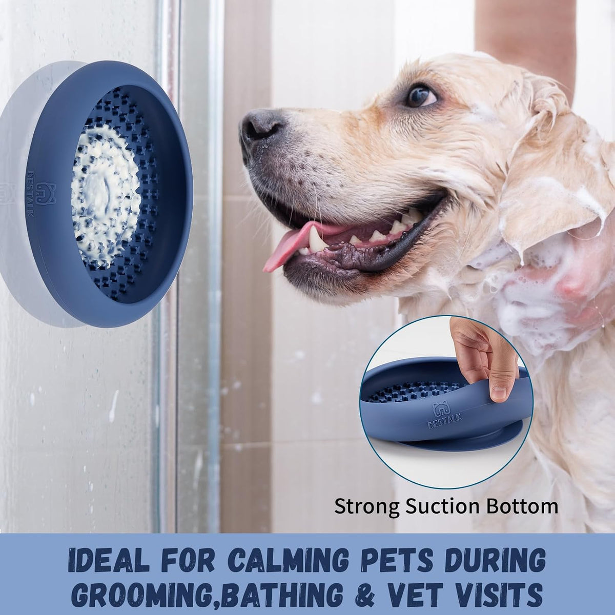 Dog Lick Bowl, Bestalk Anxiety Relief Slow Feeder Dog Lick Mat Treat Dispenser, Non-Slip Licking Bowl Enrichment Toys, BPA Free Silicone, Dishwasher Safe