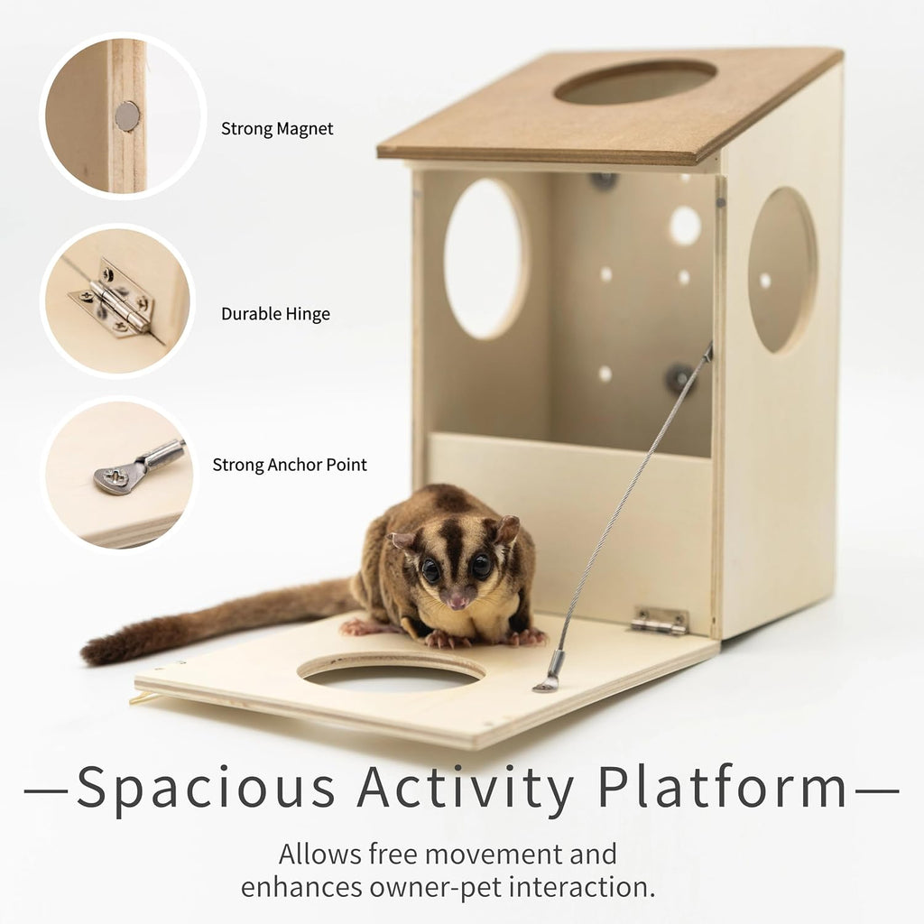 Sugar Glider Nest Nesting Box House for cage， Small Animal Accessories，Made of Wood, Easy to Clean，Toys Supplies