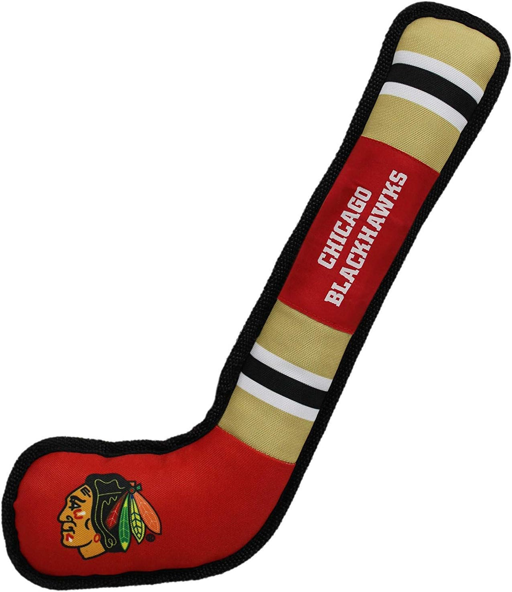 Pets First Dog Toy Tough Nylon with Inner Squeaker Licensed by NHL Boston Bruins Hockey Stick Toy for Dogs & Cats. Play Hockey with Your Pet with This Licensed Dog Tough Toy