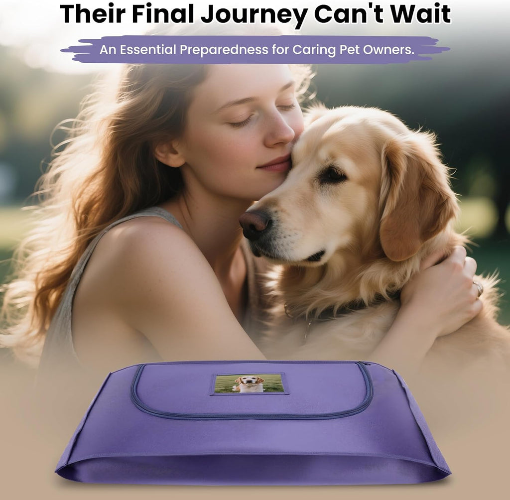Pet Burial Bag with Memorial Keepsake Card, Navy, L