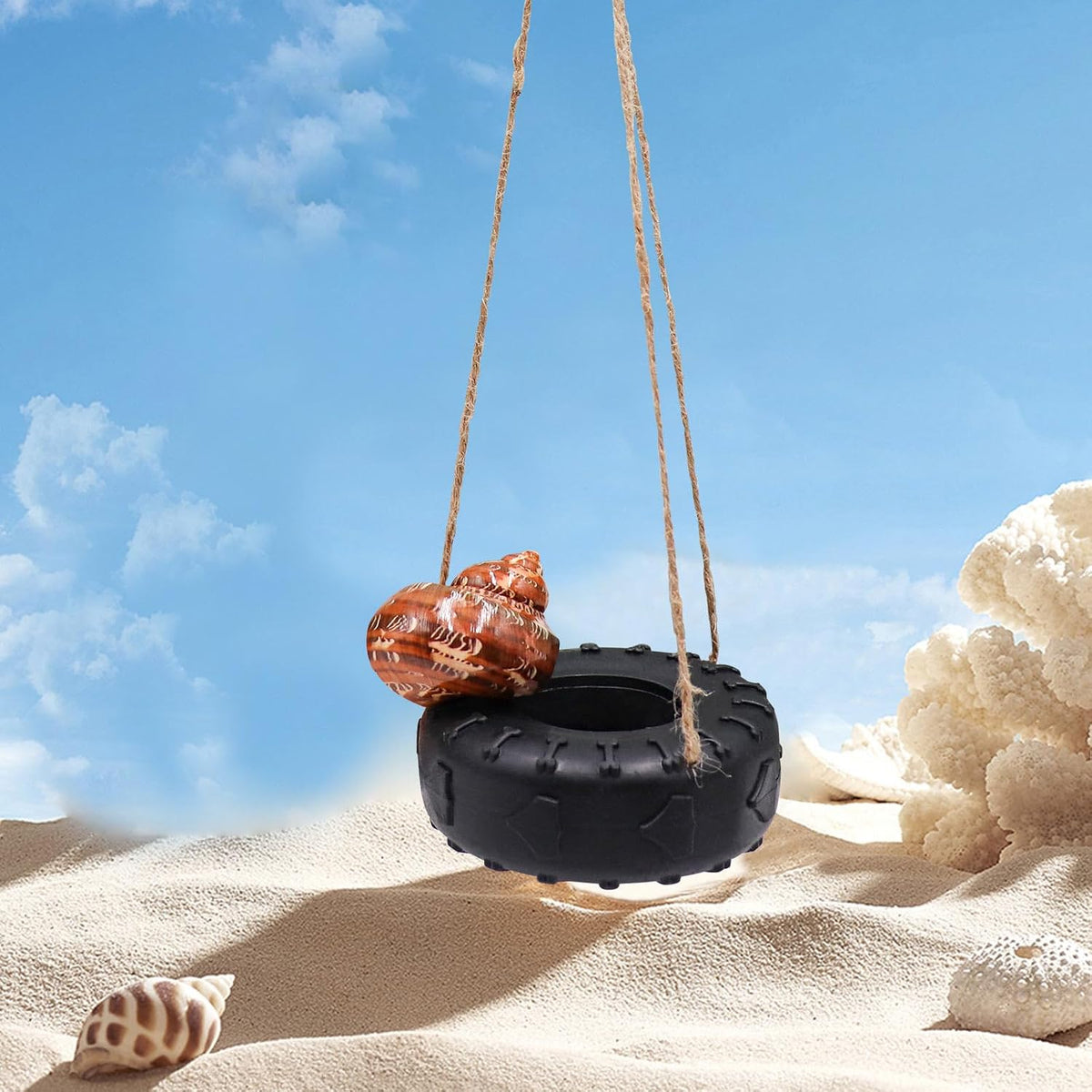 Hermit Crab Tire Swing Toy, Hermit Crab Climbing Toy, Reptile Tank Aquarium Decoration Accessory, Suitable for Small to Medium Sized Hermit Crabs Frog, 3.7 Inches in Diameter