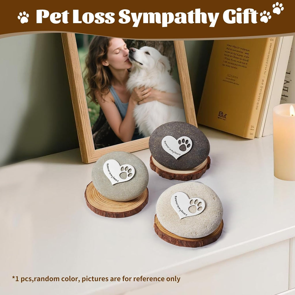 Loss of Dog Sympathy Gift Forever in My Heart in Memory of Dog Stone for Loss of Dog Memorial Stone Passed Away Gift Dog Remembrance Gift Paw Print Stone Original Color 1pcs