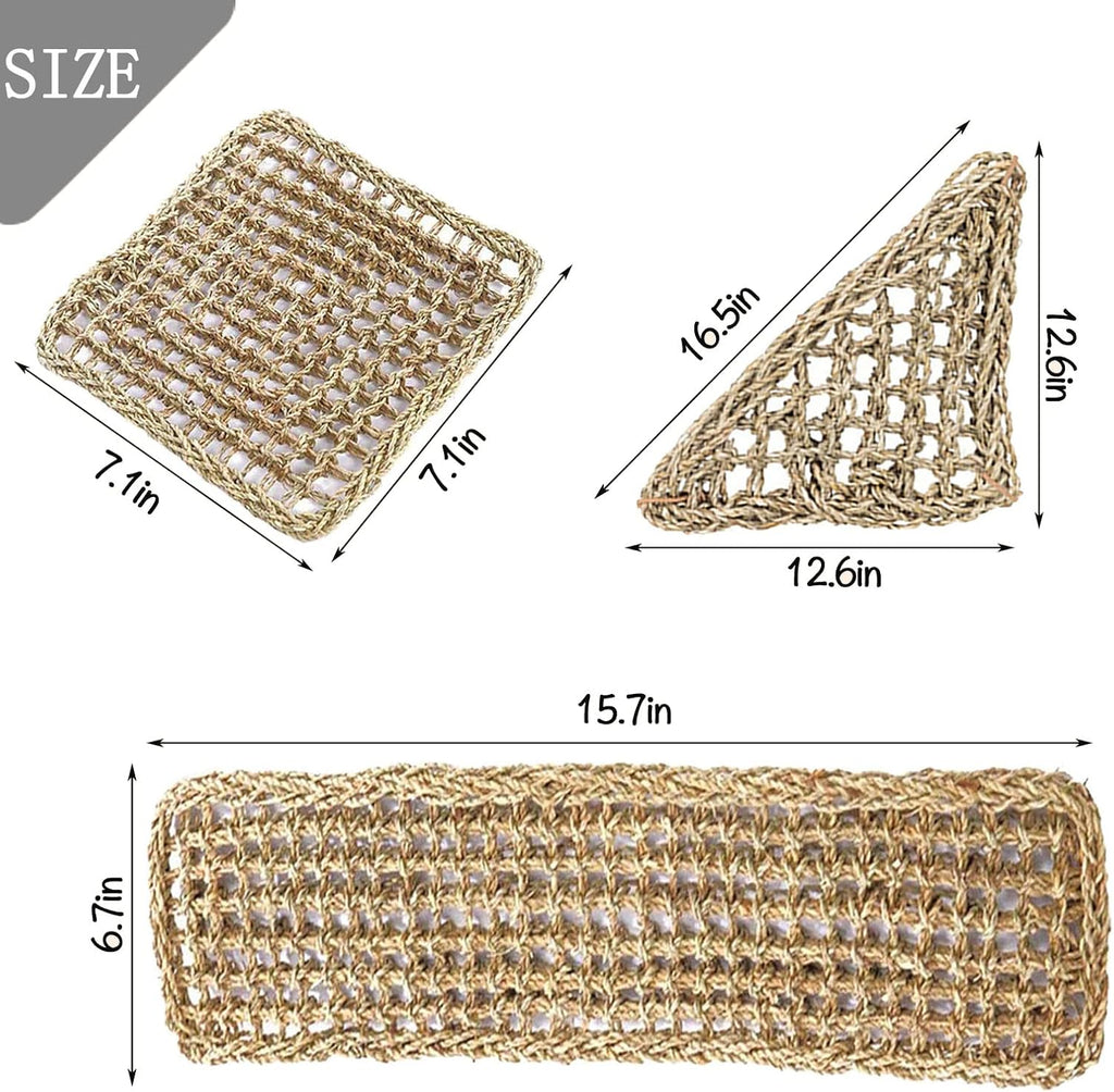 PINVNBY Hammock for Bearded Dragons,Lizard Lounger Reptile Natural Seagrass Habitat Decoration Reptiles Tank Accessories Jungle Climber Vines Flexible Leaves Climbing Decor for Gecko Chameleon(5 PCS)