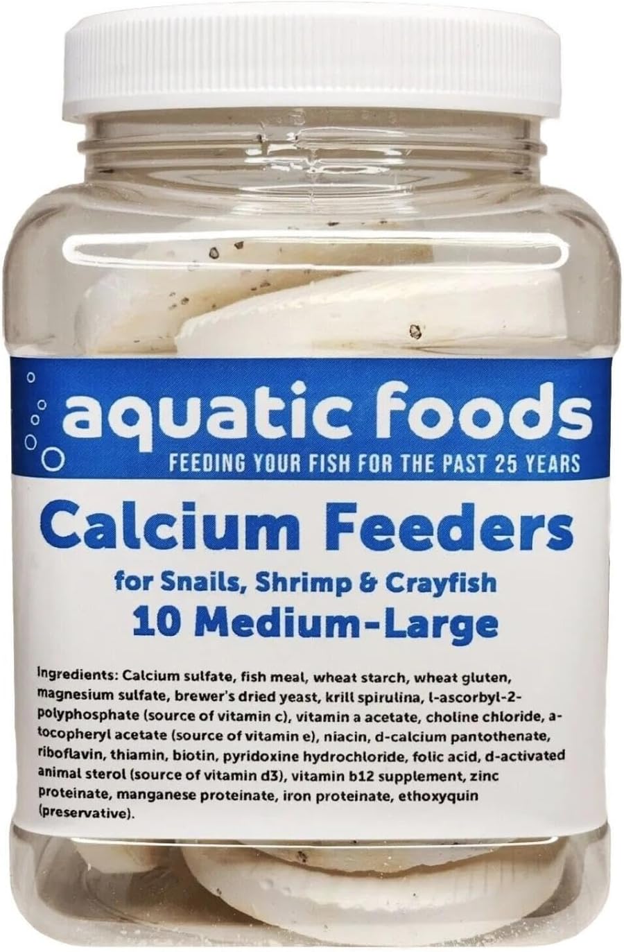 Calcium Feeder Medium-Large Shells. Extra Thick Shells for Shrimp, Snails, Crabs, Crayfish, Hermit Crabs and All Tropical Fish…10 Count Jar