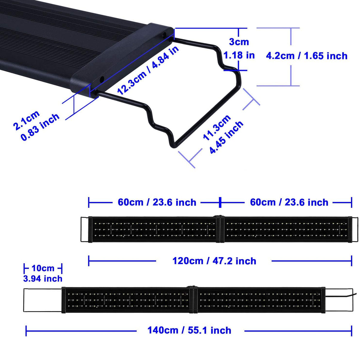 Upgraded Aquarium Light 11 to 78 inch Full Spectrum Fish Tank Light