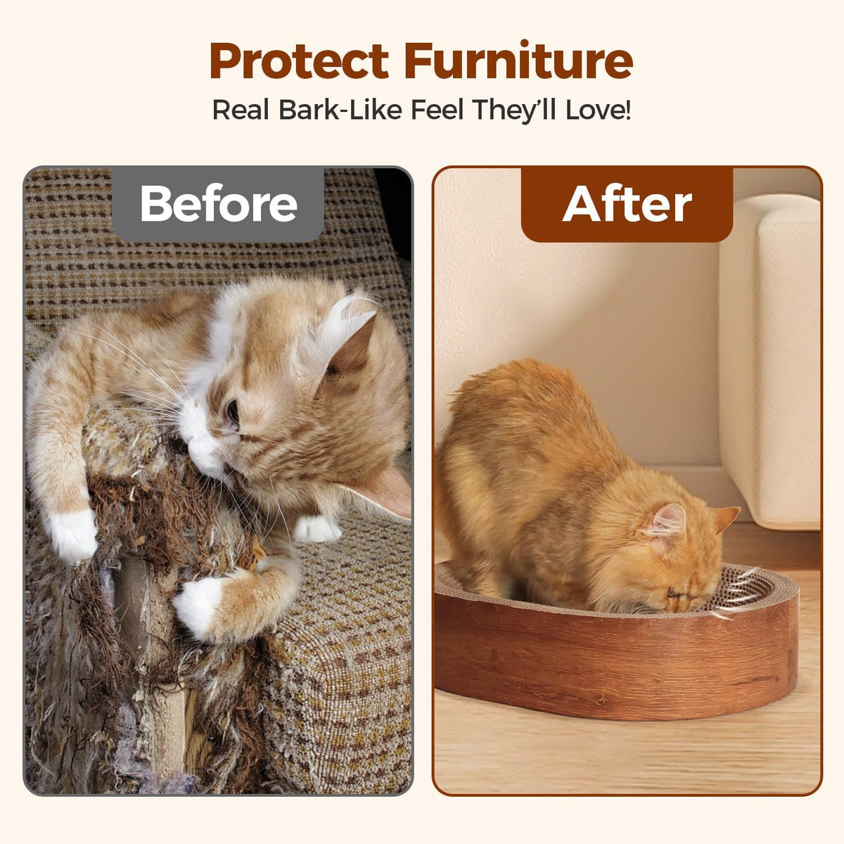 ComSaf Cat Scratcher Bed, Oval Cardboard Scratch Pad Bowl for Indoor Cats