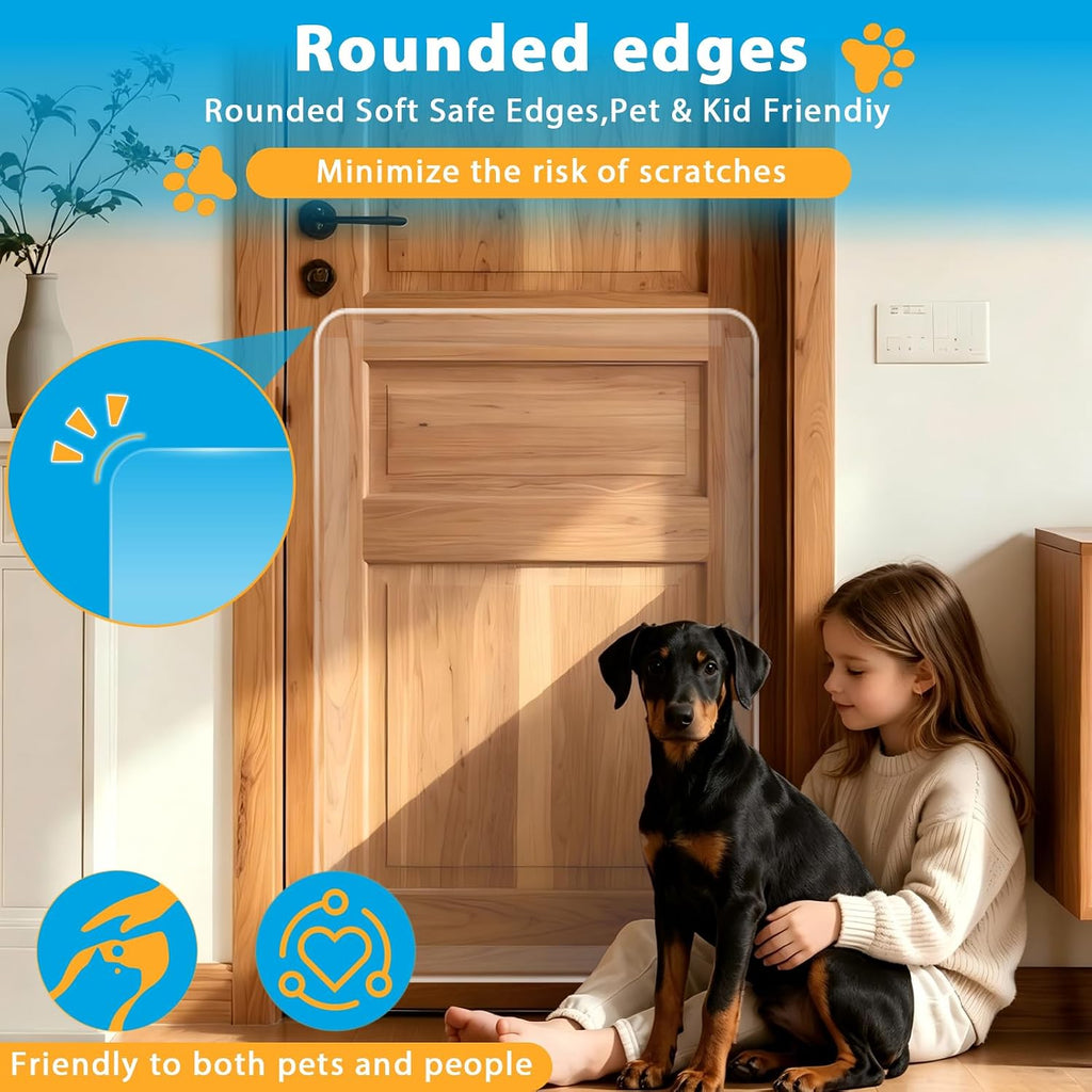 Majewel 15.7x23.6”Door Protector from Dog Scratching,Clear PVC Door Guard
