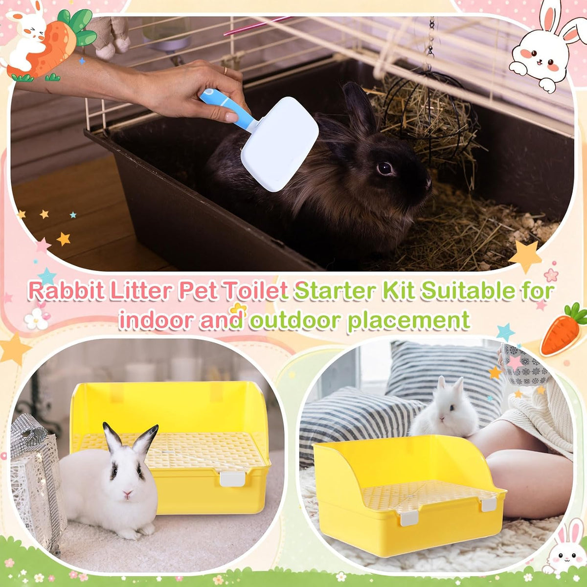Reallnaive 15 Pcs Rabbit Starter Kit Small Litter Box Gift, Yellow