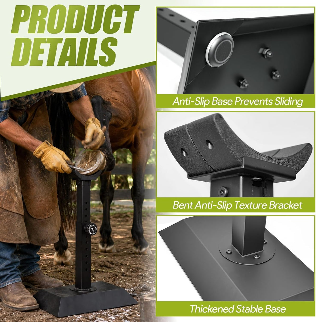 Horse Hoof Stand, Farrier Hoof Trimming Stand Metal Tool 50-65cm