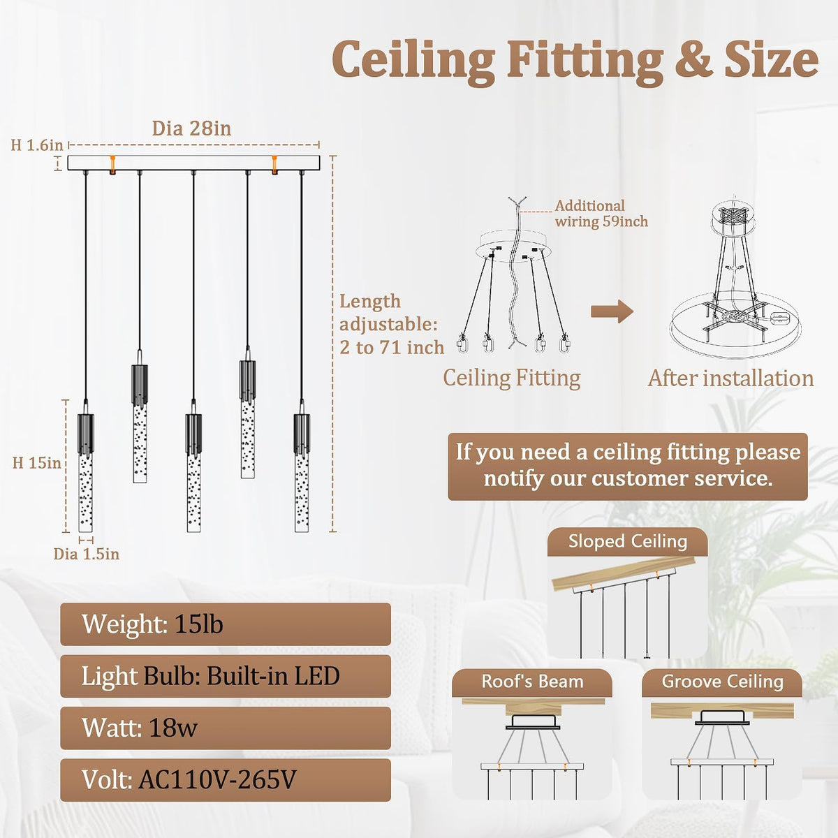 Flashing God 5-Lights Rectangular Crystal Pendant Lights for Kitchen Island Modern Crystal Column Chandeliers for Dining Room Chrome Linear Crystal Chandelier