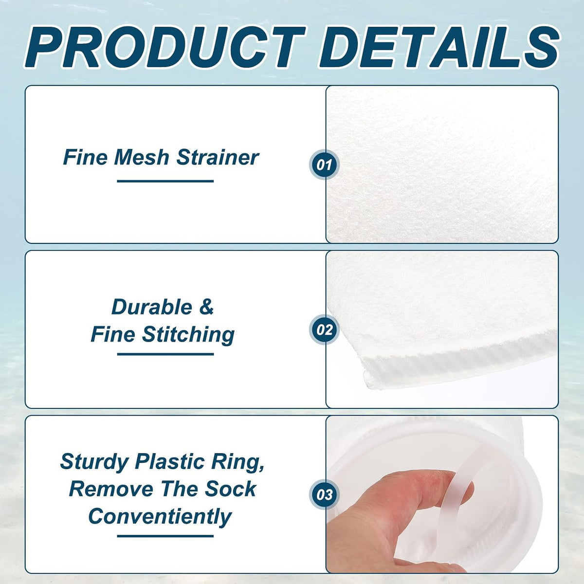 Aquarium Filter Bag Mesh (2Pc 150 Micron 7.1" Ring 31.9" Long)