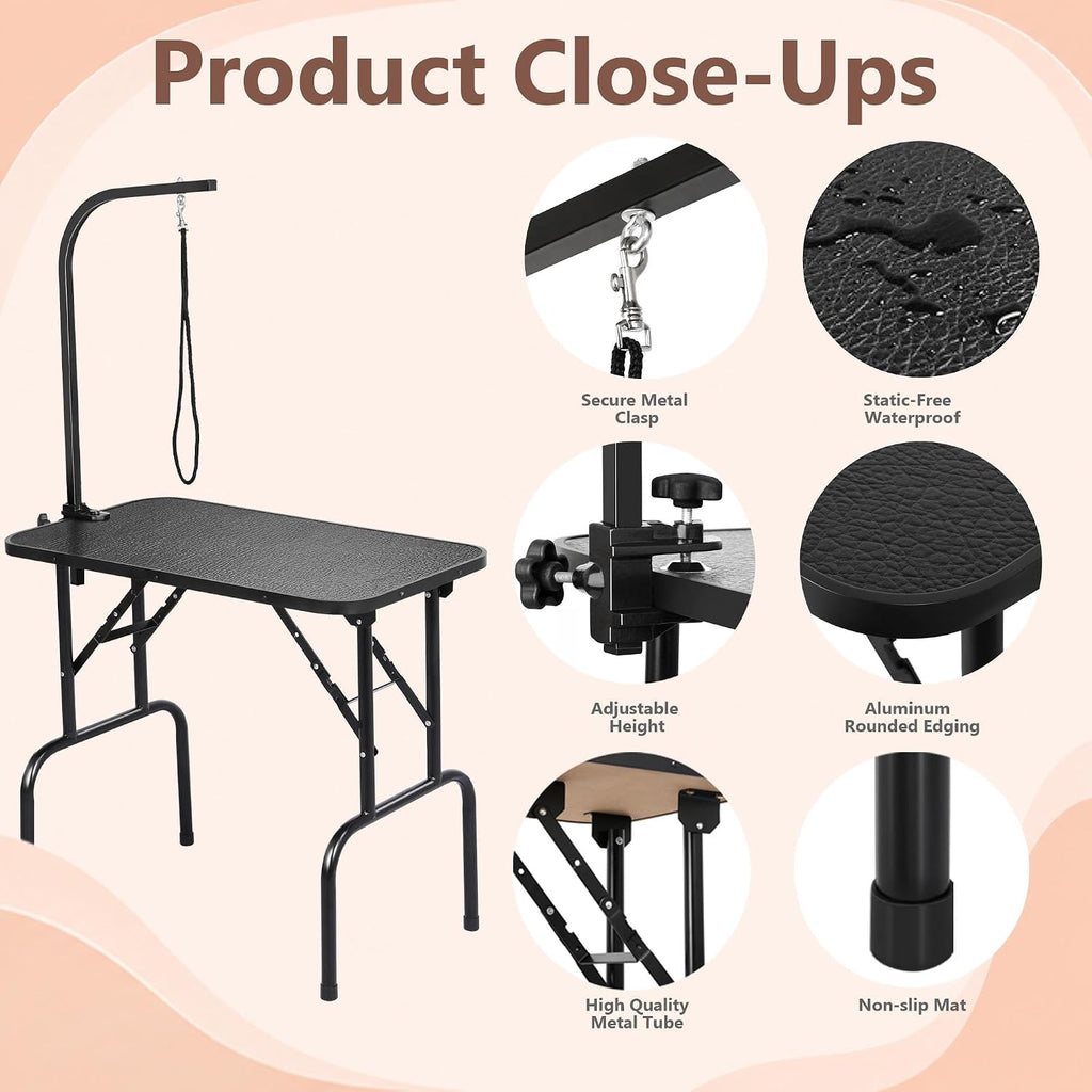 Yaheetech 32 Inch Sturdy Dog Grooming Table for Home, Black