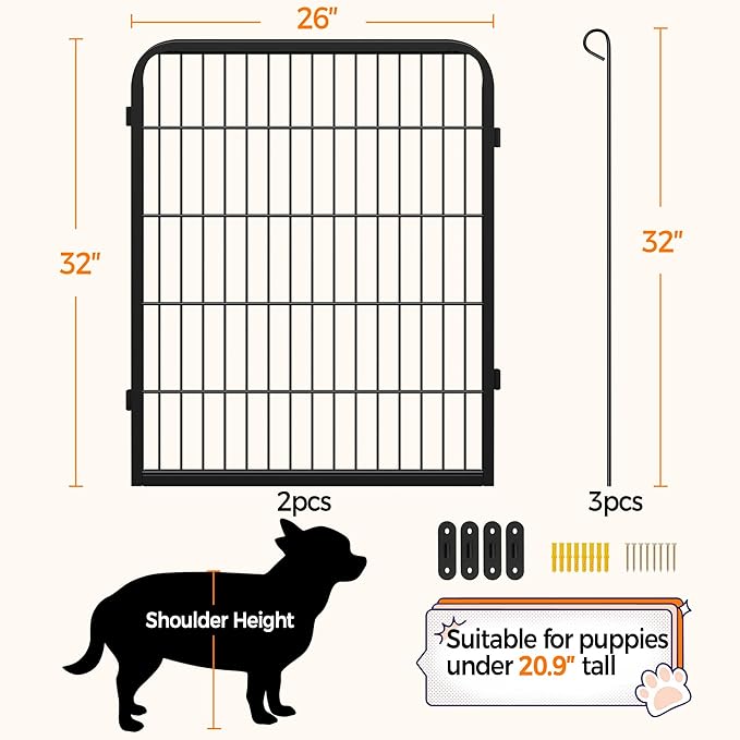Yaheetech Dog Playpen Outdoor, 32 inch 2 Panels Dog Pen Indoor Heavy Duty Puppy - Image 4