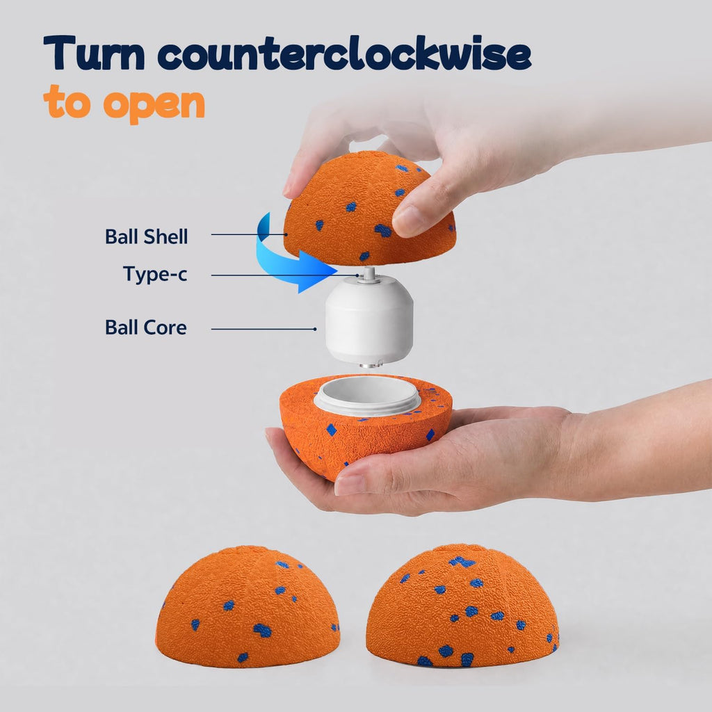 Interactive Moving Dog Toy Ball, 3 Automatic Bouncy Modes, Durable E-TPU Material for Chewing, Rechargeable and IPX7 Waterproof, Enrichment Smart Fetch Toy for Medium Large Dogs (Orange)