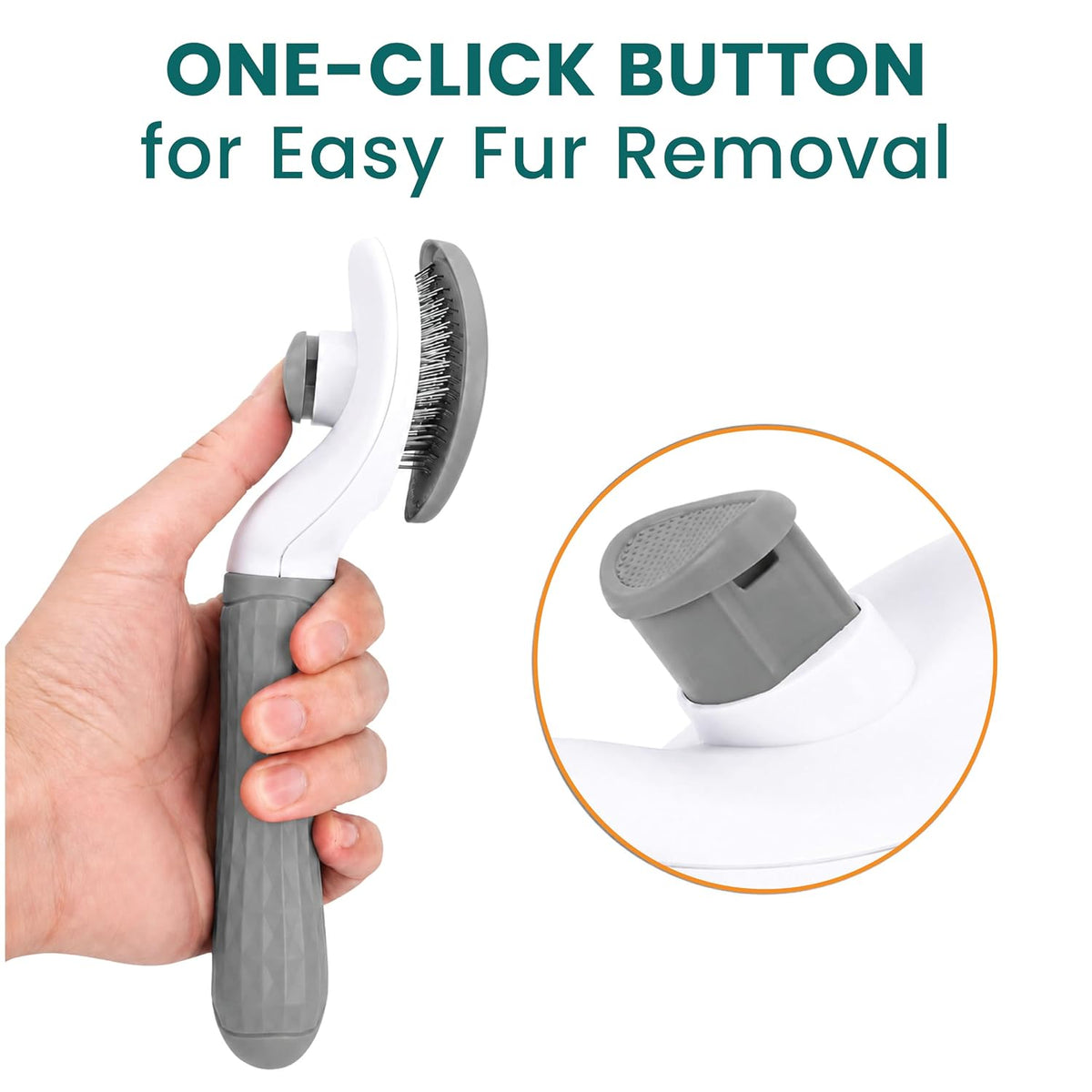 Self Cleaning Slicker Brush for Dogs & Cats | Skin-Friendly Deshedding Grooming Tool for Dogs & Cats | Pet Grooming & Shedding Brush for Removing Loose Fur, Detangling & Coat Care (Grey)