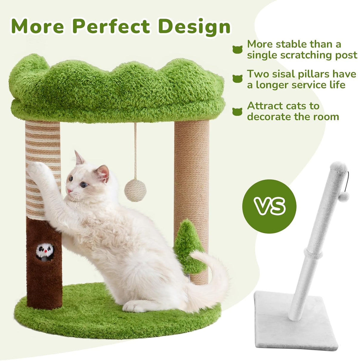 WOOCHPET 21" Small Cat Tree  with 2 Scratching Posts and Perch Bed