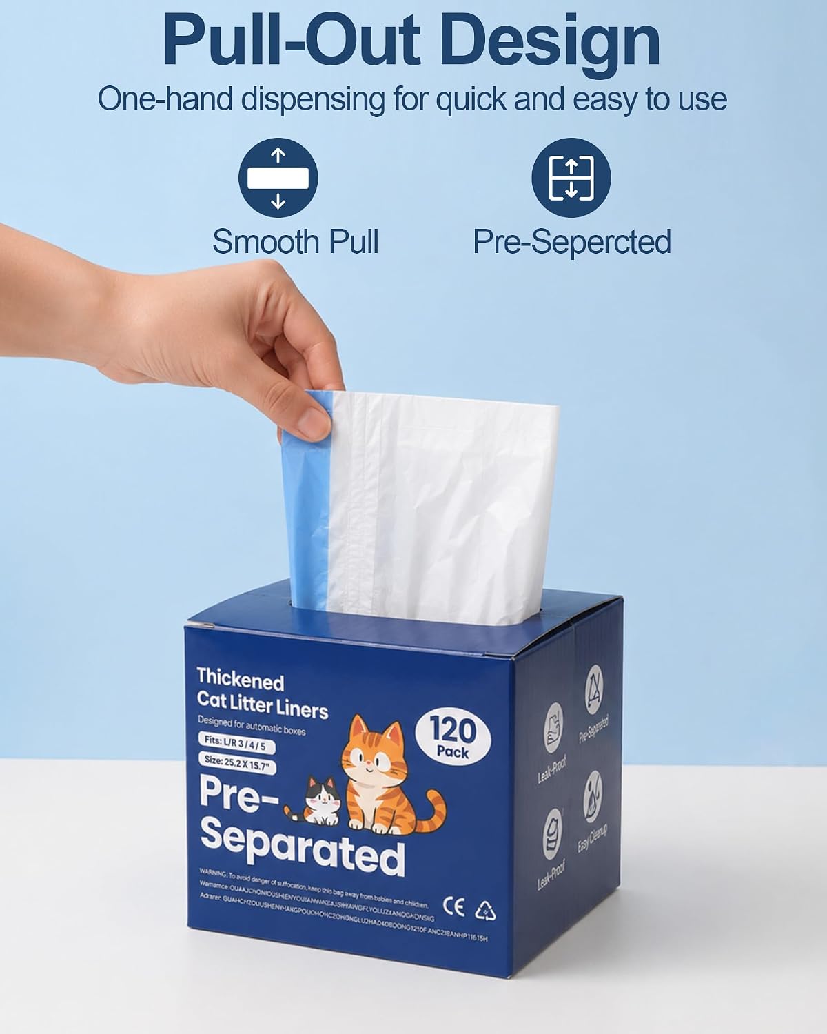120 Count Automatic Litter Box Liners Compatible with Litter Box Robot