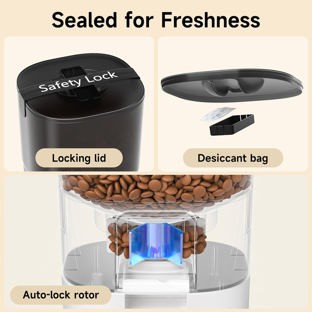 PAPIFEED Automatic Cat Feeder with App, WiFi Auto Cat Feeder, 6L Slow-Feed Cat Food Dispenser for Dry Food, Dual Power Supply Timed Pet Feeder for Small Dog, 10 Meals/Day, 12 Portions/Meal, White