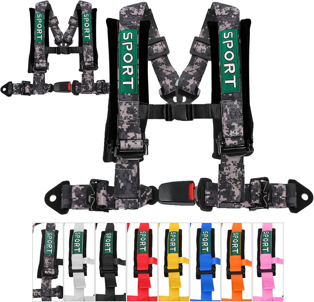 BESTZHEYU 2PCS 4 Point Harness Camouflage with 2 Inch