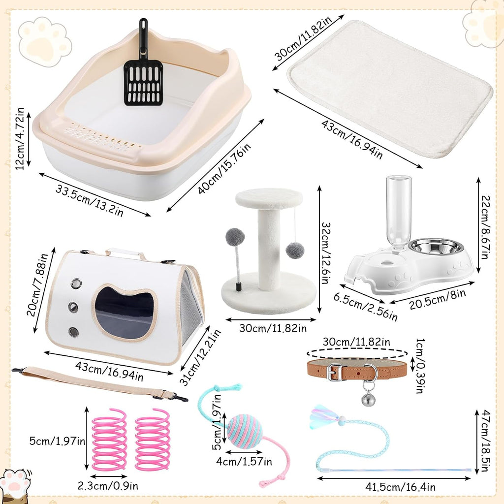 Eccliy 10 Pcs Kitten Starter Kit for Indoor, Classic, Small, White