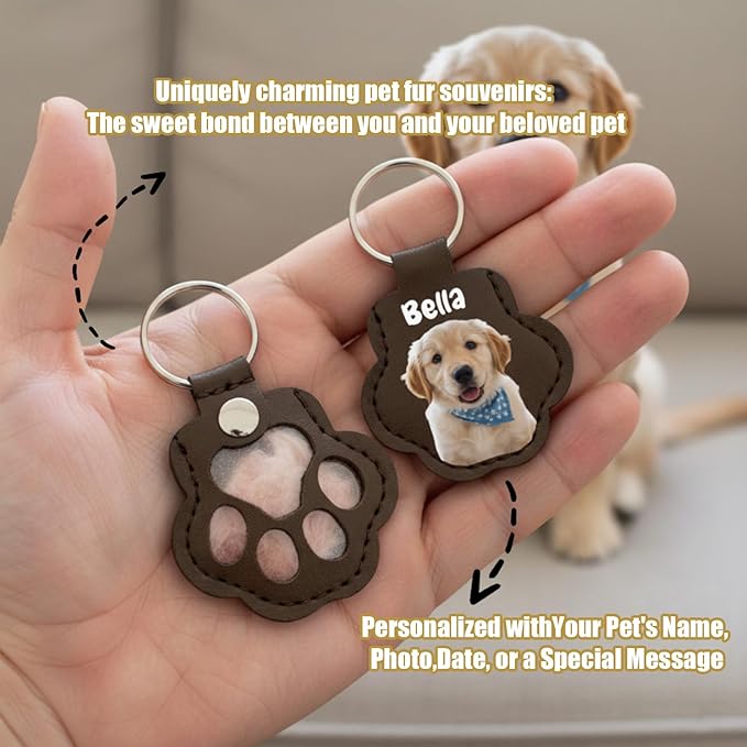 Personalized Dog Hair Keychain Pet Fur Keepsake Pet Memorial Cute Storage - Image 5