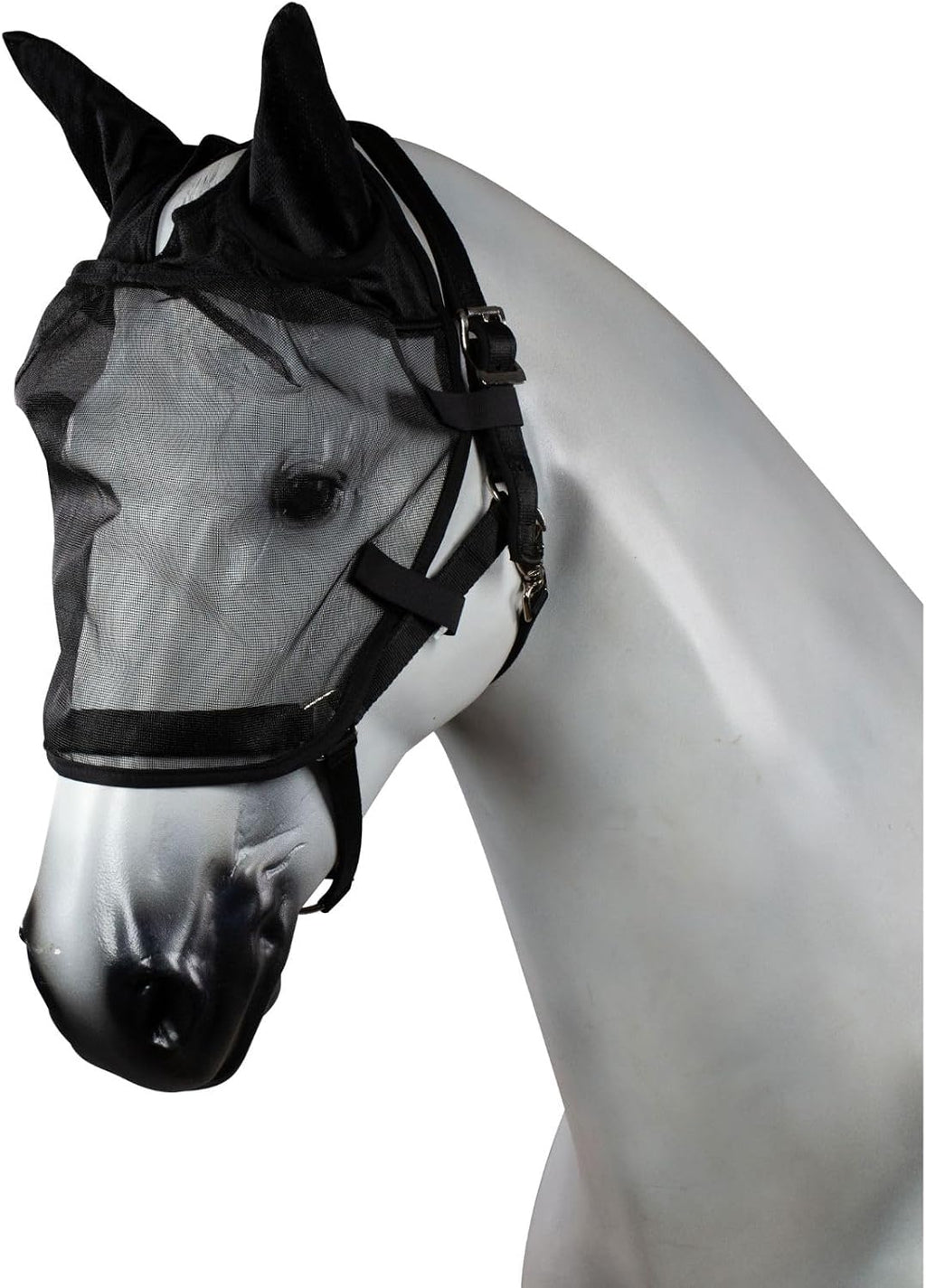Horze Easy-Attach Bridle Insect and Fly Mask with Ear and Eye Protection - Black - L