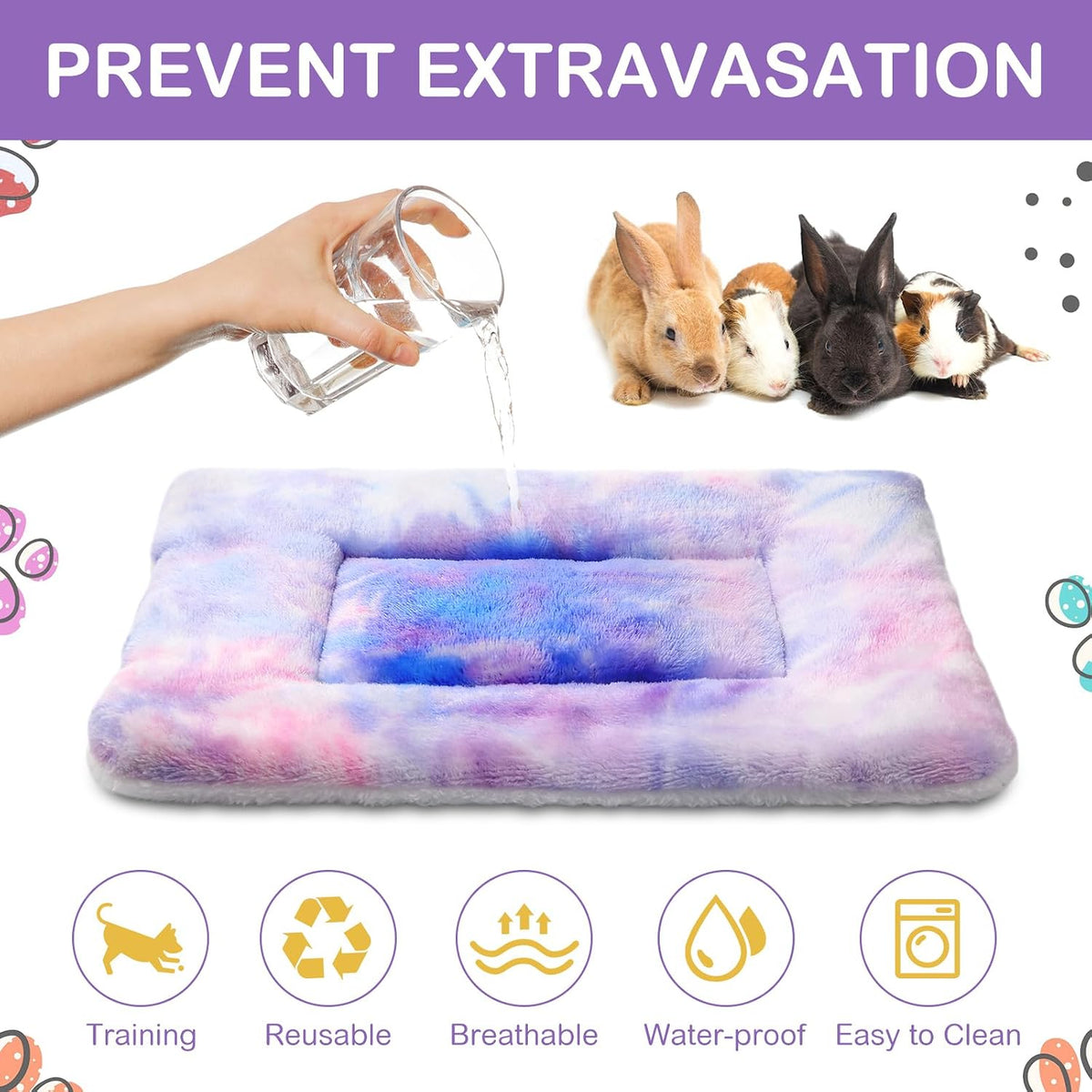 Haull 4 Pcs Waterproof Guinea Pig Bedding Mat, Tie Dyed, 13 x 10