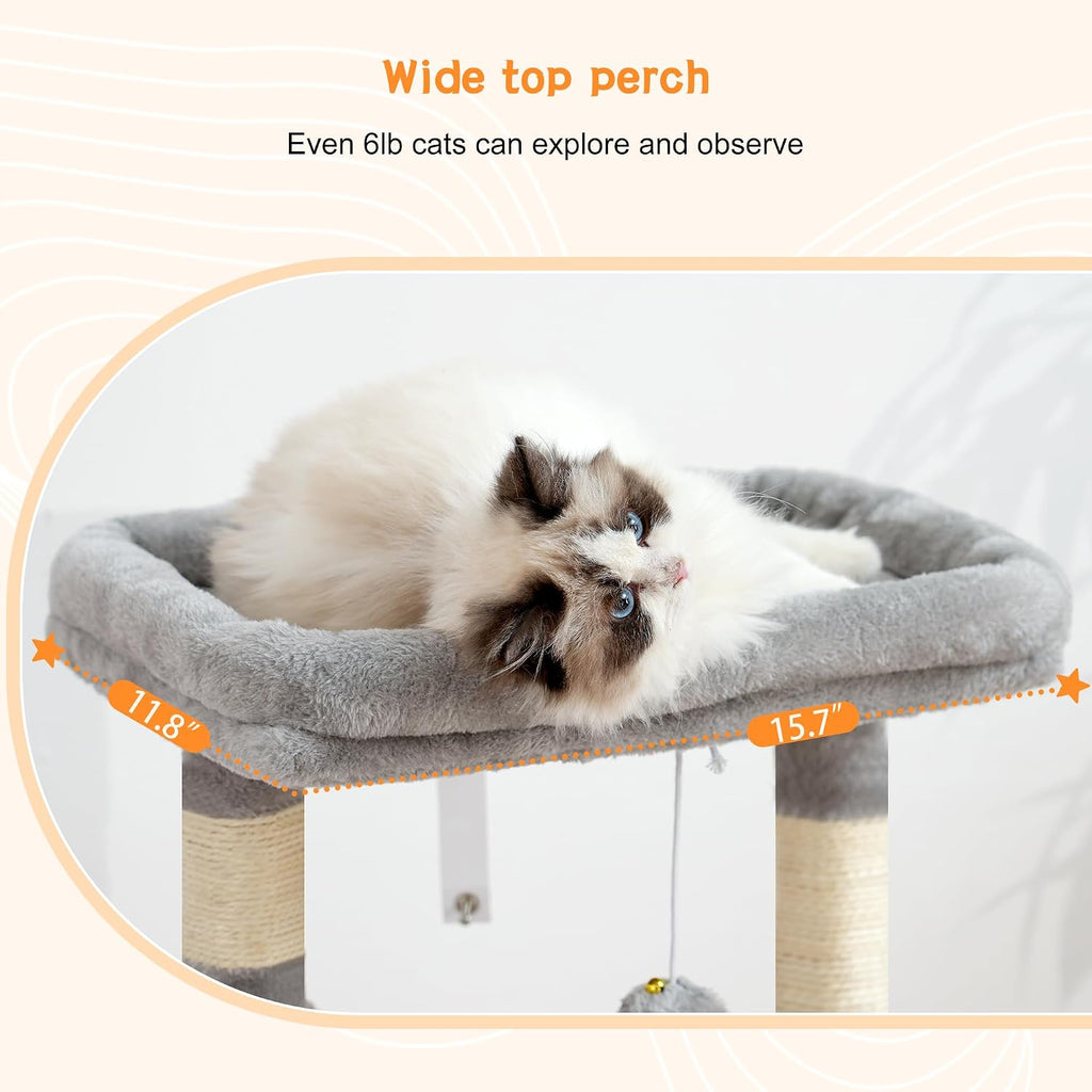 Heybly Cat Tree, Kitten Tower with Large Soft Cat Basket HCT008SW