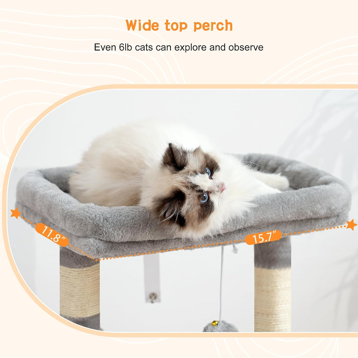 Heybly Cat Tree, Kitten Tower with Large Soft Cat Basket HCT008SW