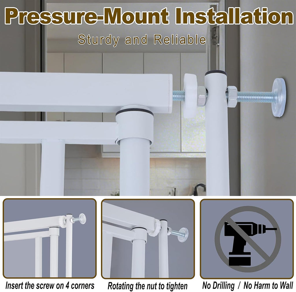 Extra Tall Cat Gate for Doorway – 75.2“ Pressure-Mounted Transparent Cat Gate for Pets, Fits 30”-36" Width, No Wall Drilling, Ideal for Stairs, Hallway, Indoor Safety Barrier