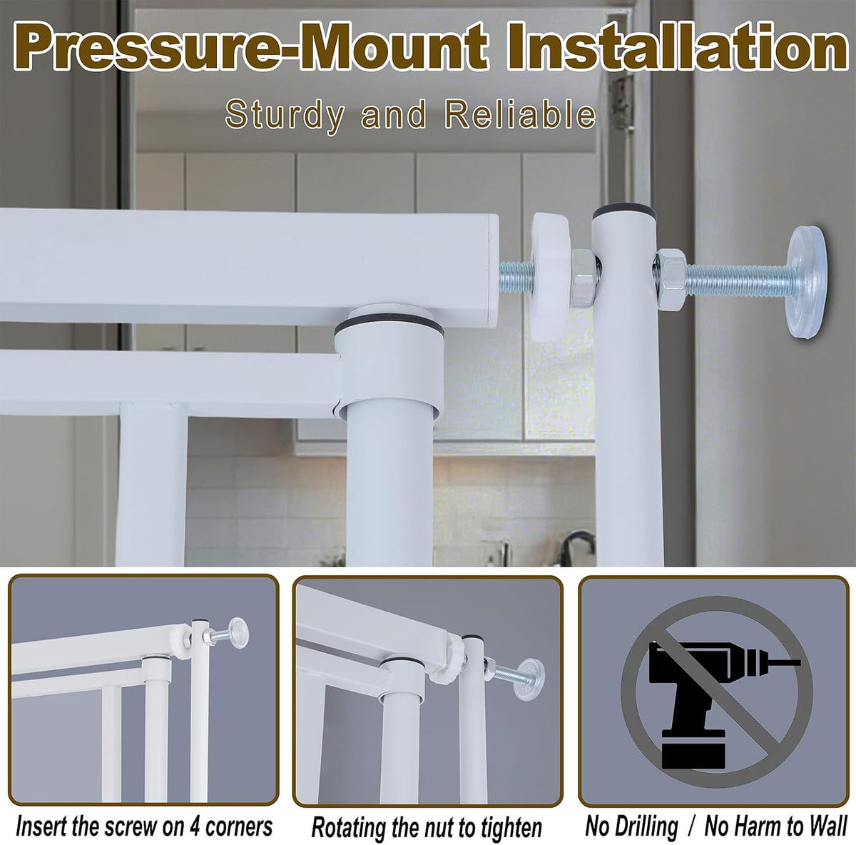 Extra Tall Cat Gate for Doorway – 75.2“ Pressure-Mounted Transparent Cat Gate for Pets, Fits 30”-36" Width, No Wall Drilling, Ideal for Stairs, Hallway, Indoor Safety Barrier