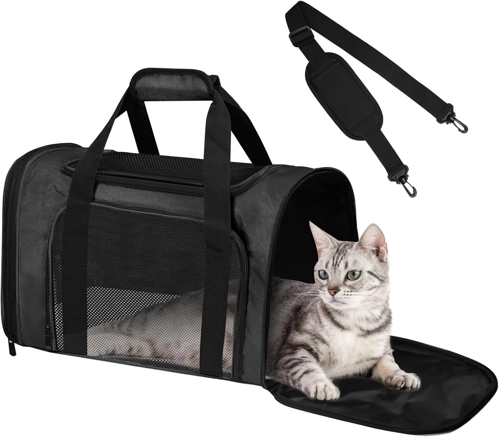 Cat Carrier Soft Up to 16 Lbs, Breathable Pet Travel Bag with Steel Frame