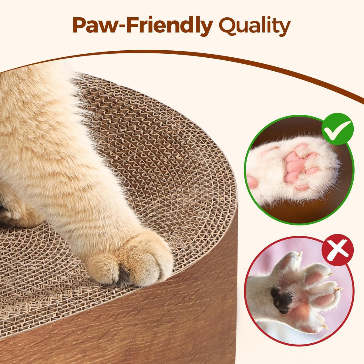 ComSaf Cat Scratcher Bed, Oval Cardboard Scratch Pad Bowl for Indoor Cats