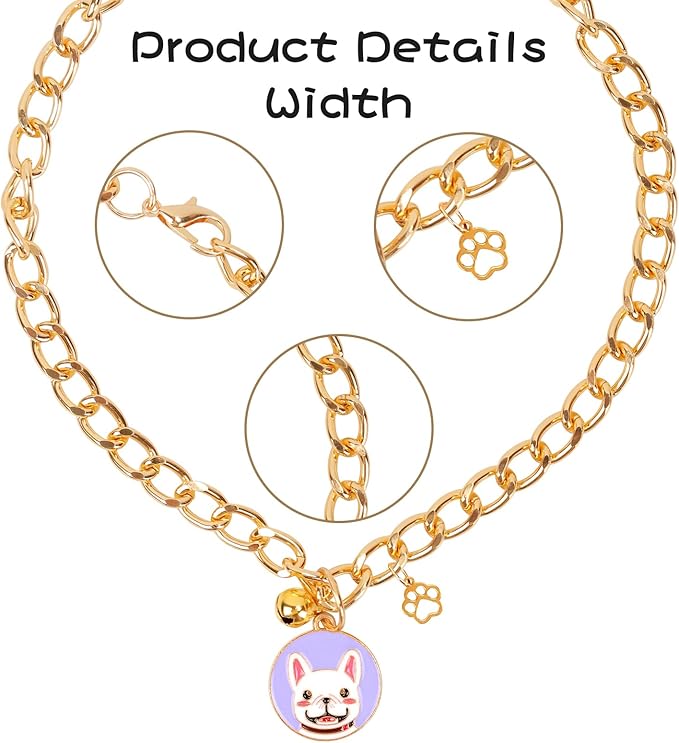 HOWWFALY Dog Collar and Cat Chain Necklace Stainless Steel Adjustable 18K Gold - Image 4