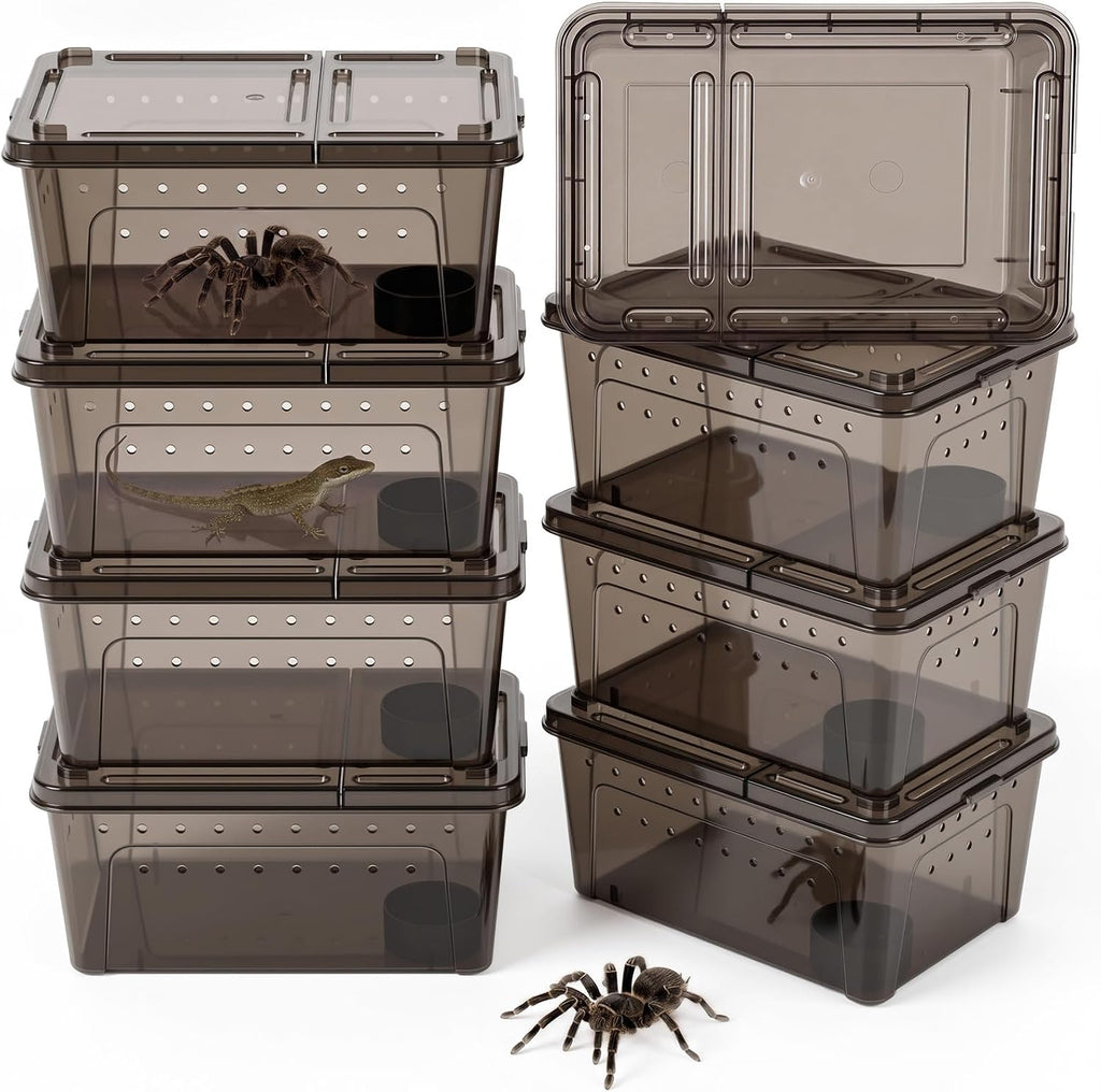 8 Pcs Reptile Breeding Box, Vent Holes, Clear, 5.9 x 3.9 x 2.5 Inch