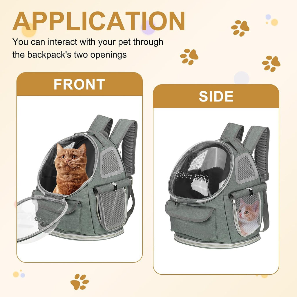 Pet Backpack Carrier Gray with Cover Dogs Cats Travel Bag 13.39"