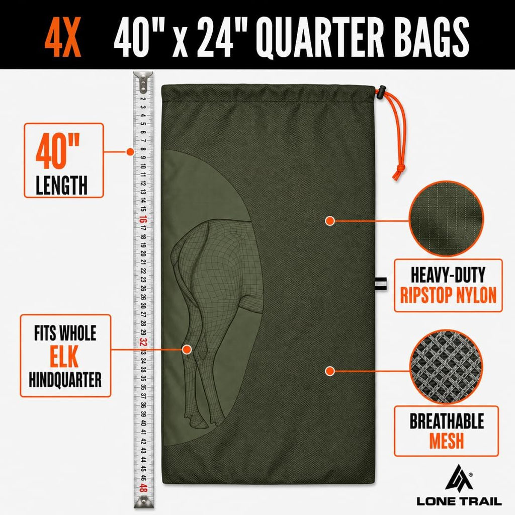 Lone Trail Elk Game Bags 5 Pack - Breathable Ripstop Hunting Meat Bags
