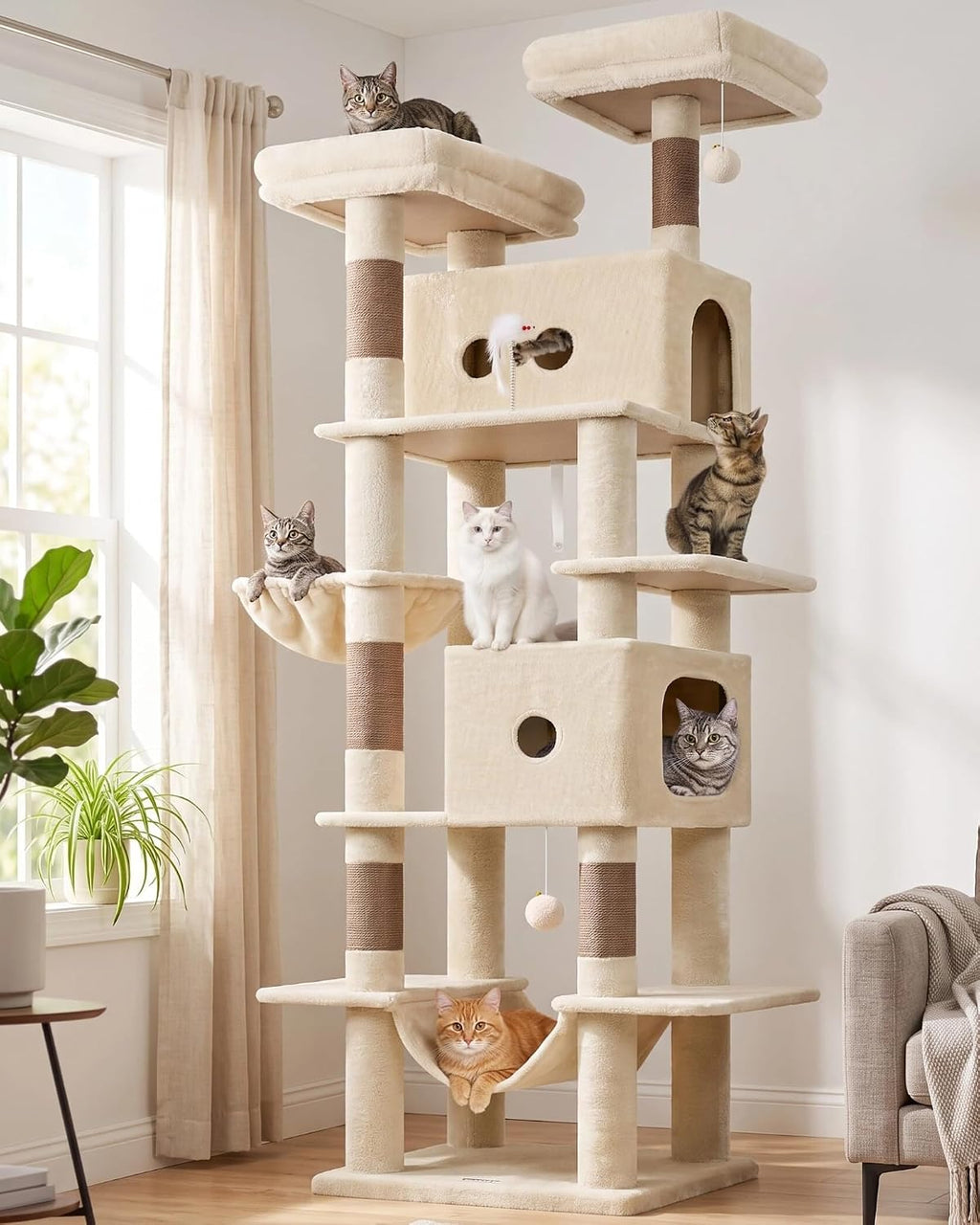 Globlazer 80in Cat Tree Tower for Indoor Cats Large Adult, S80B, Dark Grey