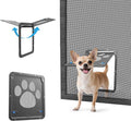 Small Pet Screen Door, Inner 8"×10" Magnetic Self-Closing Flap, Lockable Small Dog and Cat Door for Sliding Screen Door, Black