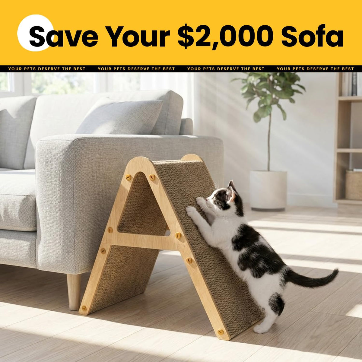 Conlun Vertical Cat Scratcher | A-Frame Scratching Pad for Kittens | Small