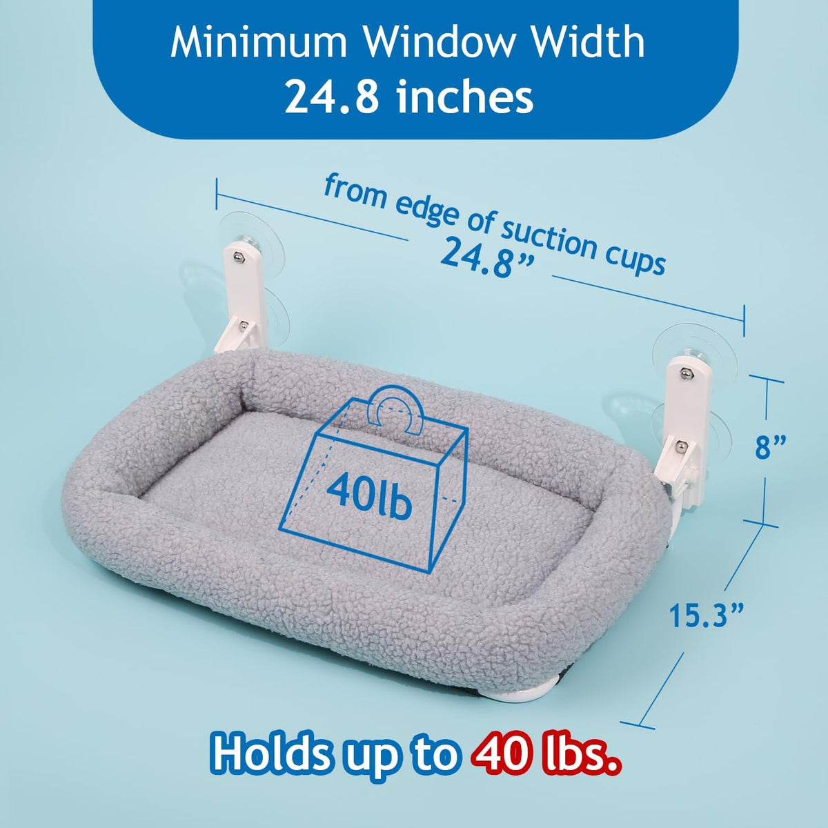 Zakkart Foldable Cat Hammock for Window (Gray Bolster Bed, Large)