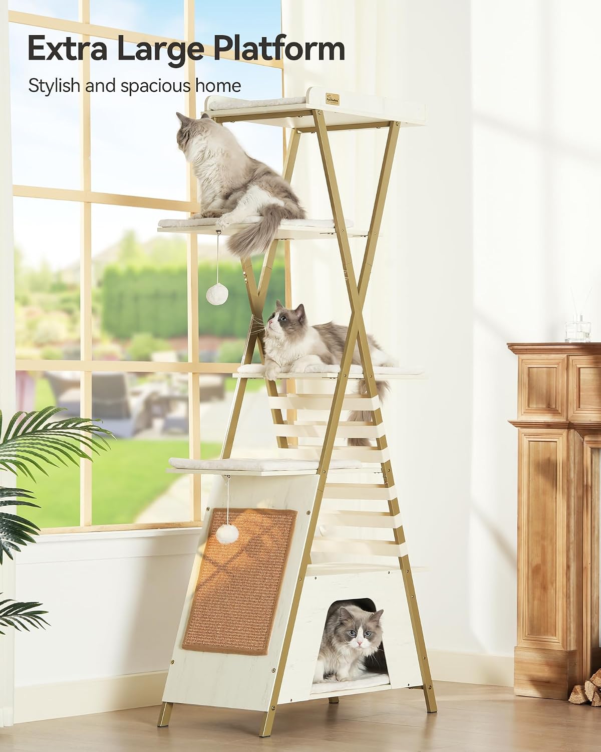FourFurPets 72.4" Modern Cat Tree for Indoor Cats, Multi-Level Cat Condo
