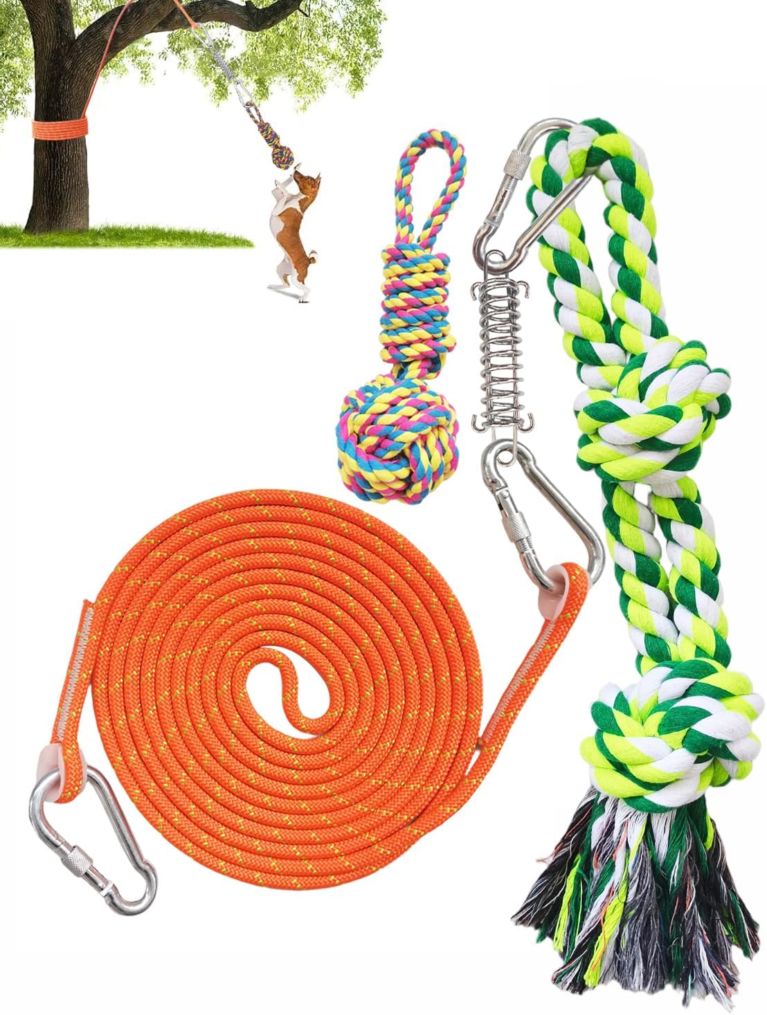 Dog Outdoor Bungee Hanging Tree Tug Toy, Dog Rope Toys