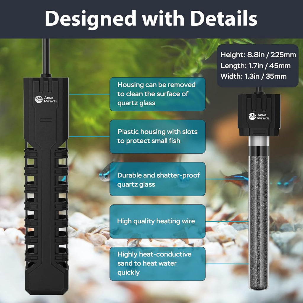 AquaMiracle 200W Submersible Aquarium Heater with LED Digital Display