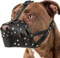 QBLEEV Pitbull Muzzle for Large Dogs, Adjustable Dog Basket Muzzle to Prevent Biting Scavenging, Lightweight & Sturdy Muzzles for Amstaff Staffordshire Terrier German Shepherd in Grooming Training