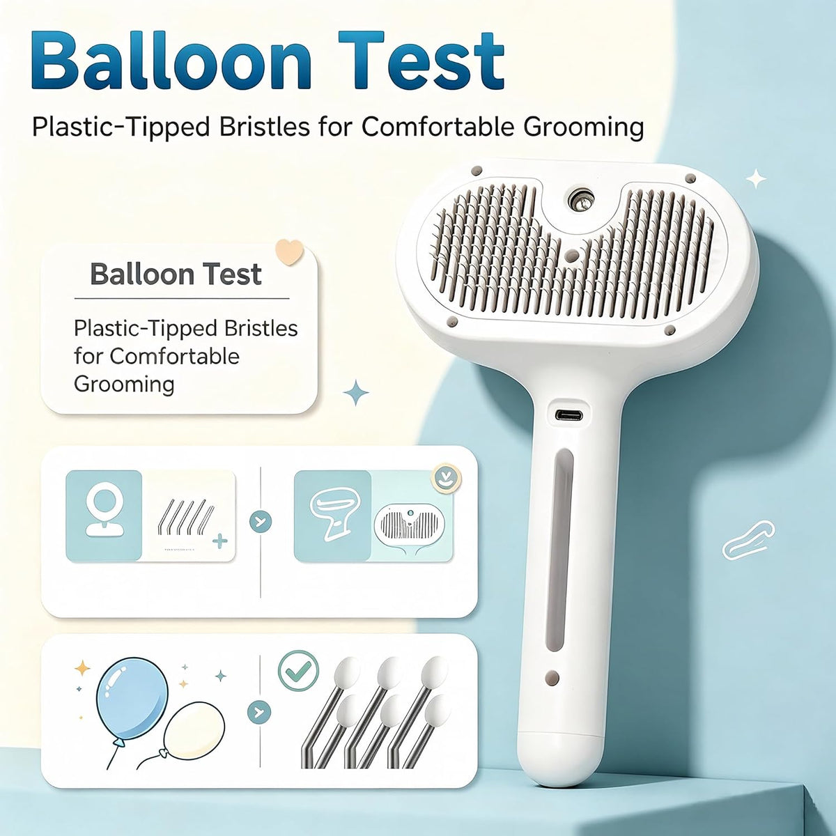Steam Spray Pet Brush Dog Cat Grooming Comb For Shedding Floating Hair