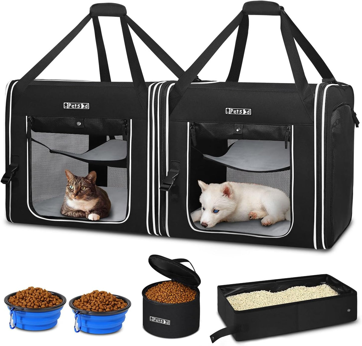 Petskd Combinable Pet Car Travel Carrier for a Large Cat/Medium Dog