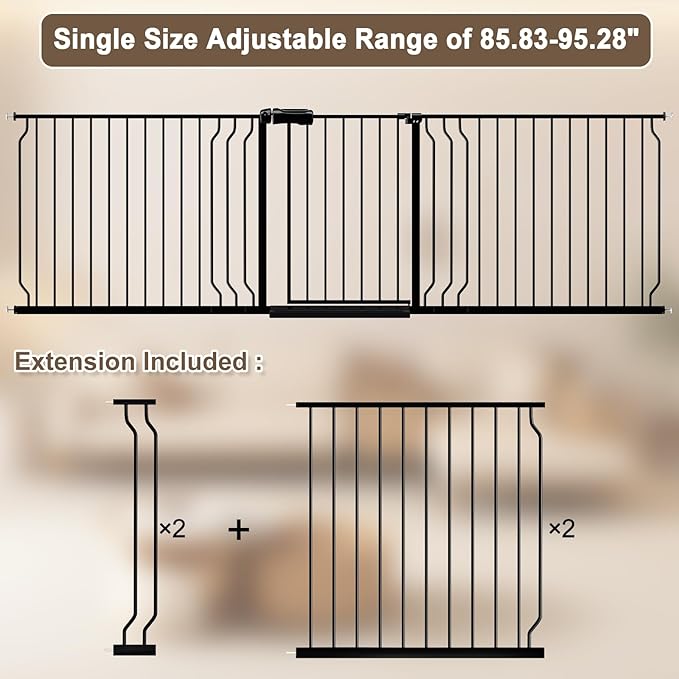 WAOWAO Baby Gate 85.83-95.24" Extra Wide Pressure Mounted Walk Through Swing - Image 2