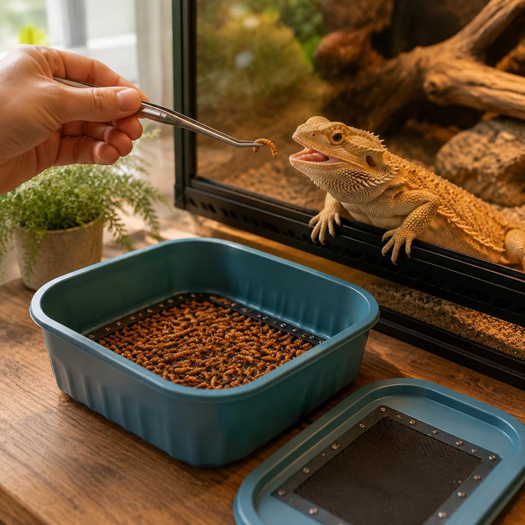 Mealworm Breeding Kit - 3-Layer Worm Farm Container with Sifting Tray for Live Mealworms, Superworms & Reptile Feeder Insects-2Pack