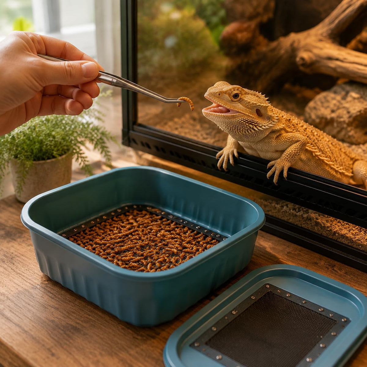 Mealworm Breeding Kit - 3-Layer Worm Farm Container with Sifting Tray for Live Mealworms, Superworms & Reptile Feeder Insects-2Pack